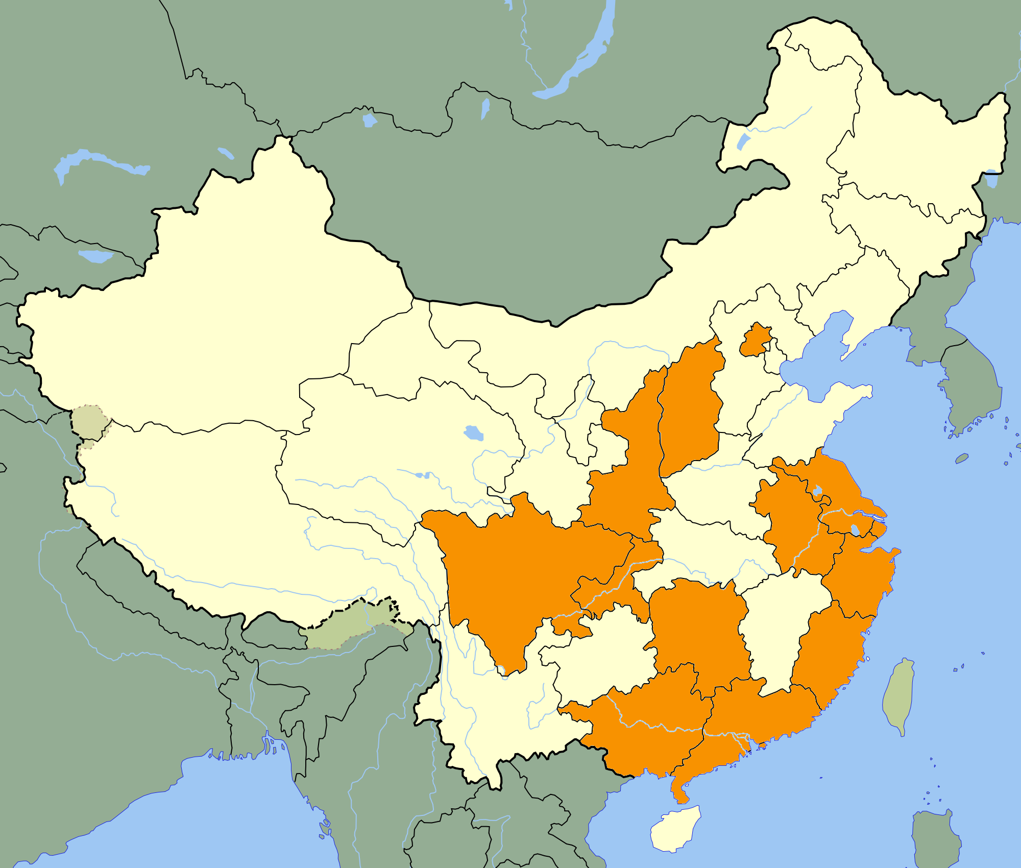 Visited Provinces and Cities on Mainland China
